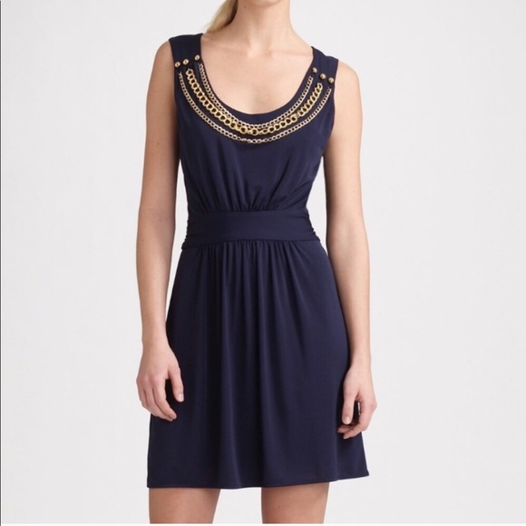 Milly Dresses & Skirts - Milly of New York Navy Dress With Gold Chain Small